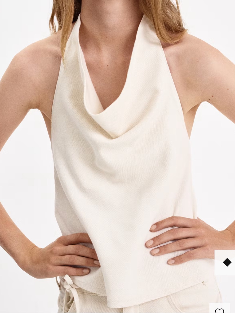 Mango Cream Cowl Neck Sleeveless Top DRAPED HALTER TOP 2893